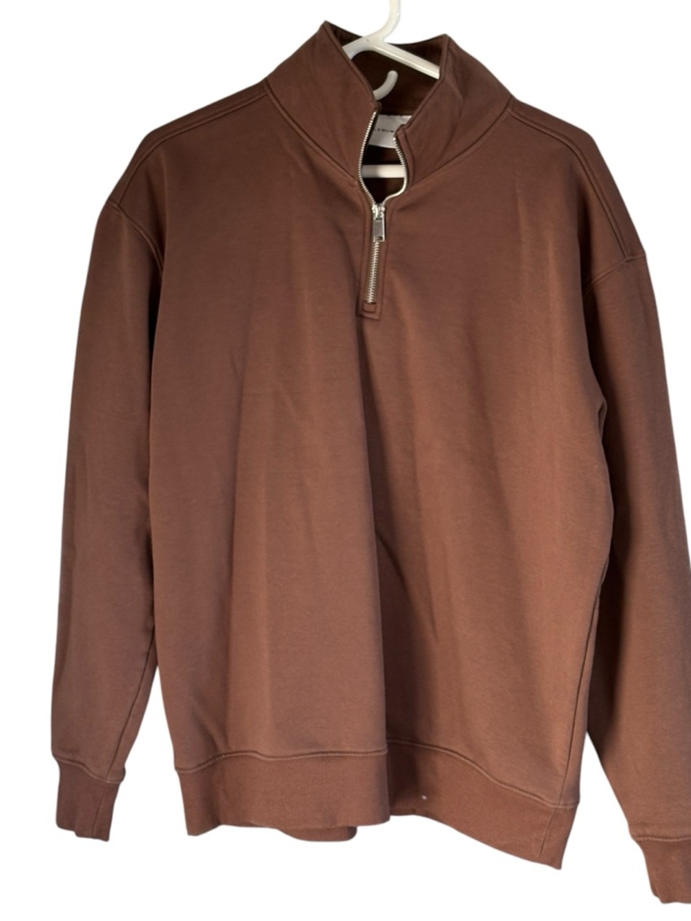 Plenum Studio Brown Mens Quarter Zip Sweatshirt Size Medium - Picture 2 of 6